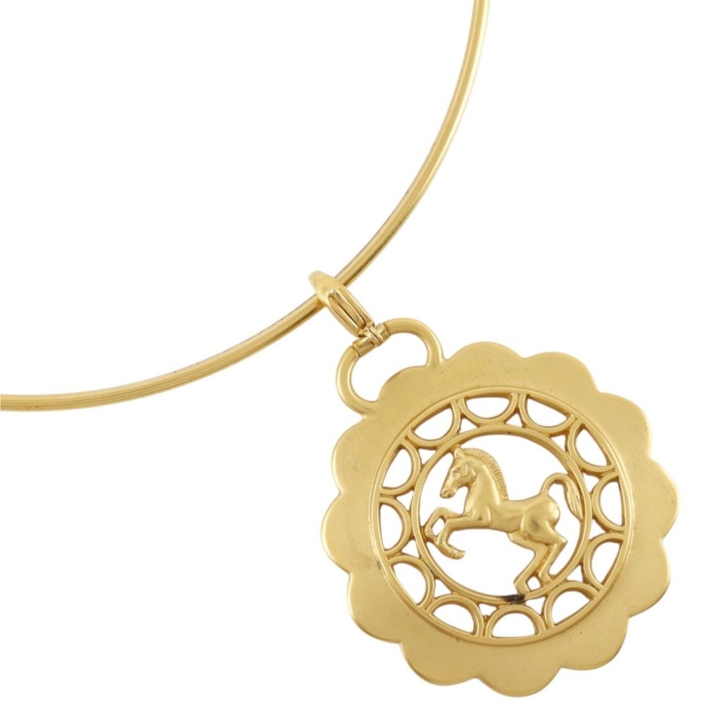 Hermes Cheval Horse Motif Choker (Bijouterie Fantaisie) Gold Plated, Approx. ...